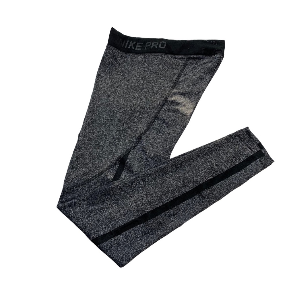 NIKE Pro Hypercool Grey Side Piped Activewear Leggings Small